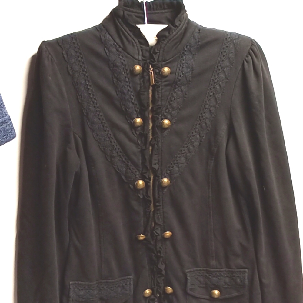 Closet Romantic Free People Style Zippered Jacket Ruffles & Buttons